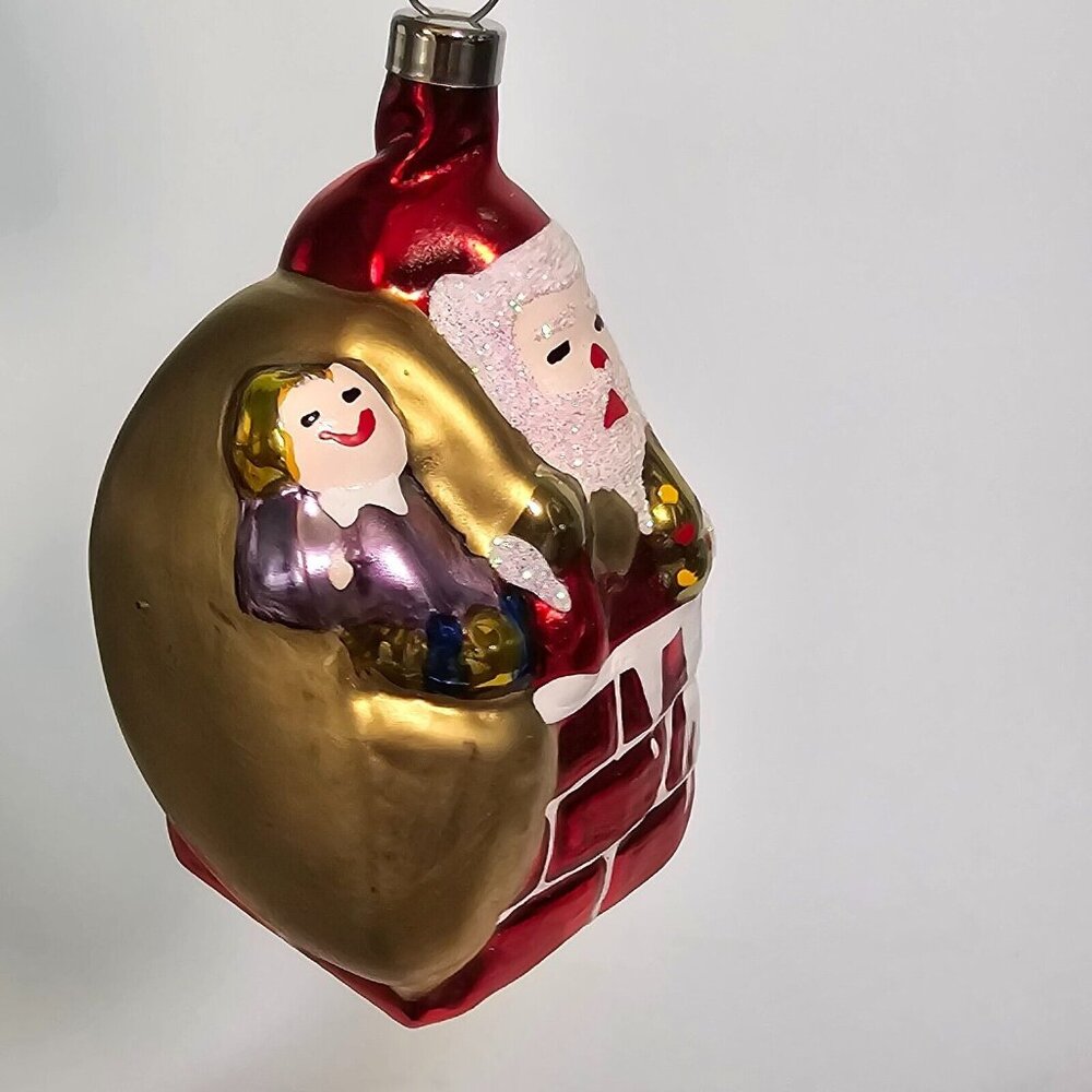 Christmas Ornament Set Blown Glass Snowman Santa Claus Sparkles Multicolor Xmas - Picture 11 of 14